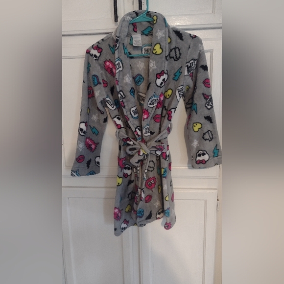 monster high Other - Monster High, Fleece Bathrobe, Girls Size 10-12 Gray with Emoji's 👾